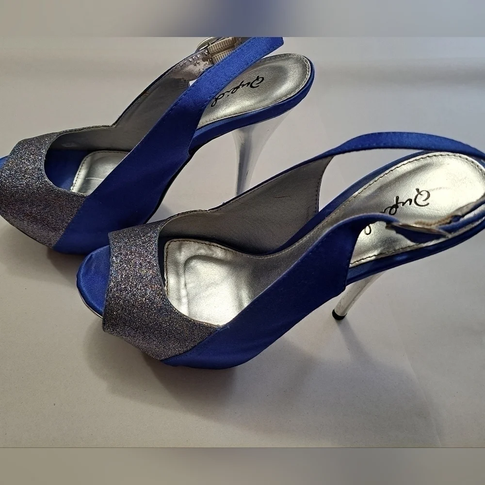 Quipid Satin & Glitter Open Toe Slingback Sandal